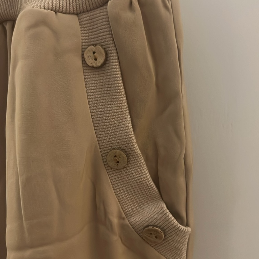 Khaki Cropped Drawstring Capris - image 2